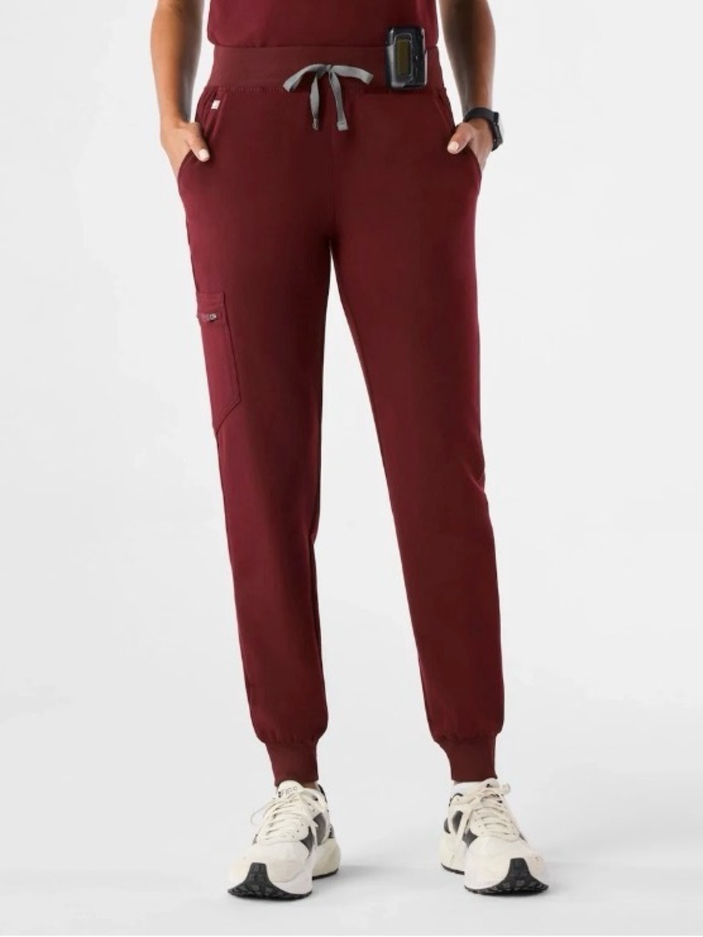 FIGS Womens Zamora Jogger Scrub Pants Small Red Burgundy Comfort Fit